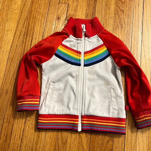 Little Bird Other - Little Bird Track Jacket Toddler 2-3 Rainbow Stripe Zip Coat Sweatshirt Red